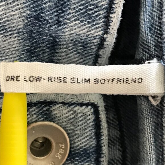 Rag Bone Dre Low Rise Slim Boyfriend Jeans Women 32 Blue Distressed Raw Hem - Picture 4 of 12